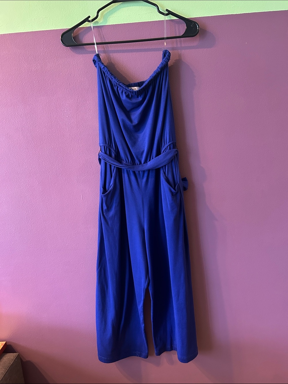 Velvet Torch Cobalt Strapless Belted Jumpsuit